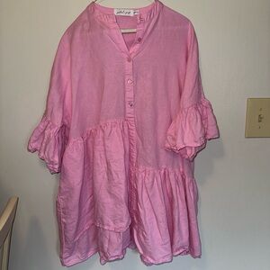 Petal & Pup Pink Linen Mini Dress